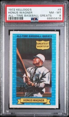 1972 Kellogg's All-Time Baseball Greats No9 Хонус Вагнер *PSA 8 (почти как новая) *зал славы - Изображение 1 из 2