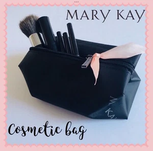New Mary Kay Black Cosmetic Makeup Bag with Pink Lining & Bow ~ Fast Ship - Picture 1 of 2
