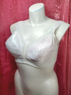 Timeless Comfort Silky Satin Bra Women's Size 42C White Lace Sexy Sissy Pin-up  - Image 1 of 4