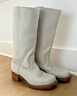 Frye Women's Campus 14l Ivory Mid Calf Leather Boots 7.5 White Color Pull On