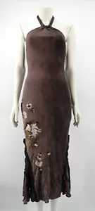 Roberto Cavalli Women's Brown Embroidered Halter Bodycon Dress Size IT 46 - Used - Picture 1 of 9