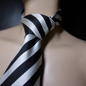 Silk Tie White Black Devred Collection Vintage Unisex Fashion Woman Man N8551