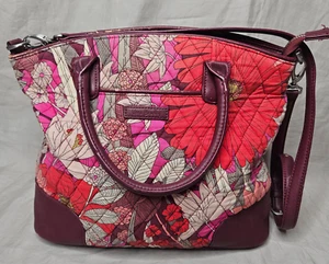 Vera Bradley Bohemian Blooms Handbag Shoulder Bag Pink Fabric Quilted Satchel - Picture 1 of 10
