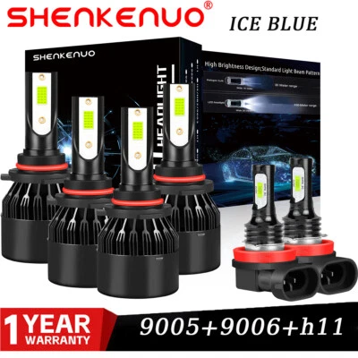 9005 9006 H11 LED Combo Headlight Kit Bulbs 8000K ICE BLUE COB High Low Beam - Image 1 of 4