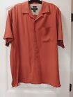 Pronto Uomo 100% Silk Short Sleeve Button-Up Shirt Mens L Burnt Orange