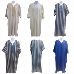 Moroccan Men Kameez Jilbab Jubba Thobe Jalabiya Kandora Djellaba - Picture 1 of 17