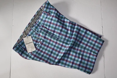 Tommy Bahama Shorts Chip Shot Clubhouse Plaid Performance Blue Flat New 32 Waist - Image 1 of 4