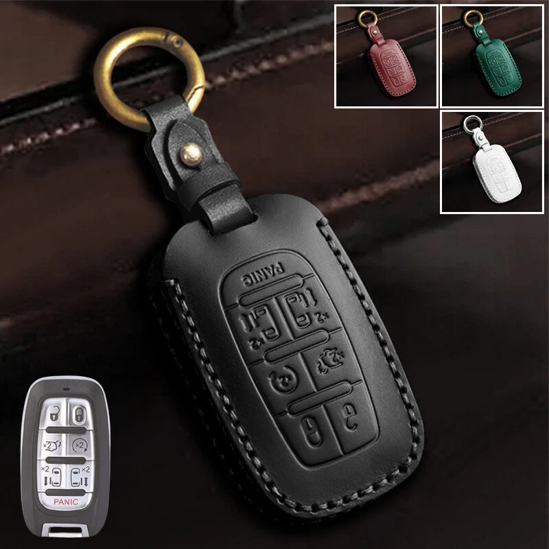 Genuine Leather Car Key Fob Case Cover Holder Bag For Chrysler Pacifica 2017- 21 Foto 1 de 4