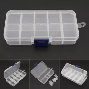 10 Compartment Small Plastic Box Organiser Storage Clear Jewelry Box Divider - Picture 1 of 10