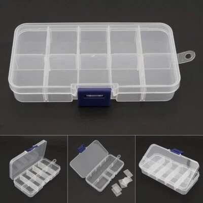 10 Compartment Small Plastic Box Organiser Storage Clear Jewelry Box Divider - Image 1 of 4