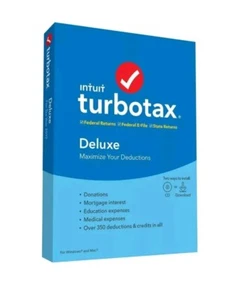 TurboTax Deluxe Federal Returns/E-File State Returns 2019 CD/Download NEW 434 - Afbeelding 1 van 2