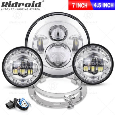 7" LED Headlight + 4.5" Fog Passing Lights for Harley-Davidson Touring Road King - Image 1 of 4