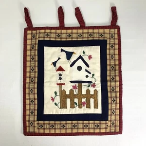 Gesteppter Landhaus Wandbehang Bauernhaus primitiv Handarbeit klein - Bild 1 von 5