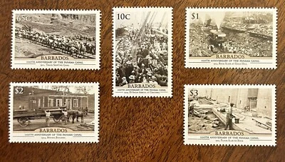 Barbados: 2014 Complete set 5, #1229-33 MNH "Panama Canal 100 years" #13-11201 - Image 1 of 2