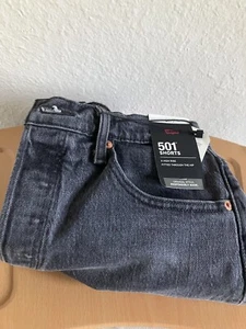 Levi’s 501 Damen-Shorts Größe 28 abgeschnitten Denim schwarz Knopfleiste - Bild 1 von 6