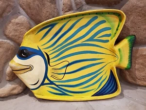 Bandeja para servir/plato/tazón pintada a mano de arte de pared de peces colorida y ligera de colección - Imagen 1 de 11