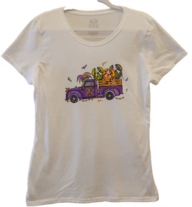Karneval Shirt Damen XL Louisiana FleurDeLis Langusten Fat Tuesday Parade Perlen - Bild 1 von 11