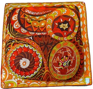 MWT Vtg. Hanky STOFFELS Mod Abstract Pop Art 60s/70s Orange Multi - Picture 1 of 7