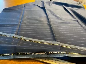 Holland & Sherry Savile Row Luxury Wool Suiting Fabric Navy with Stripe 2 pieces - Picture 1 of 8