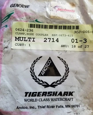 Abrazadera de manguera Arctic Cat Tigershark 94 Barracuda Daytona Monte Carlo 0624-236 Foto 1 de 2