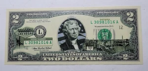 Authentic 2003 Two Dollar $2 Federal Res Note ~ Cool LAS VEGAS Obverse Overprint - Picture 1 of 6