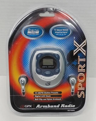 New GPX RDT6806 AM / FM / NOAA Weather Band Portable Radio -Belt Clip & Arm Band - Image 1 of 4