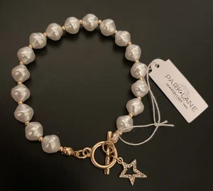 Park Lane MCKENNA Hand Beaded Pearl Bracelet Crystal Star Charm 7.5” New - Picture 1 of 4