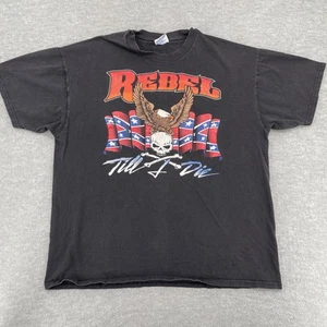 Vintage Rebel Biker Shirt Adult XL Extra Large Black Confederate South 90s Y2K - Imagen 1 de 7