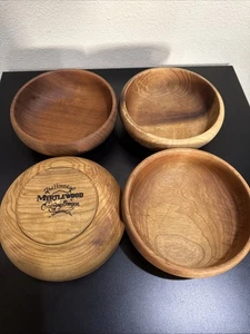 4 Wood Handcrafted Bowls Dish The House of MYRTLEWOOD ” Coos Bay Oregon ~ 6” - Picture 1 of 9