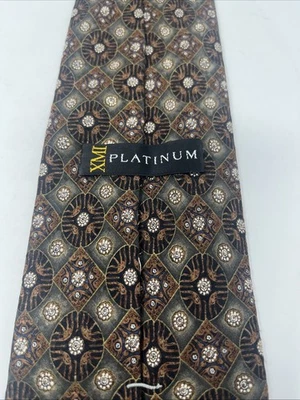 XMI Platinum Tie Green, Brown, Black 100% silk imported from Italy - Image 1 of 4