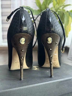 Rare Giuseppe Zanotti Pump Heels Black Woman's Portrait Face Size 39/ US 9 - Image 1 of 4