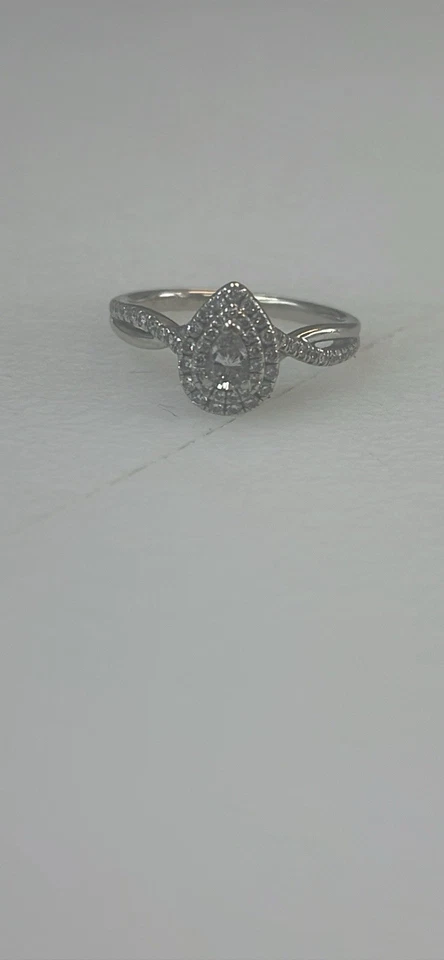 Now + Forever Diamond Engagement Ring1/2 ct tw Pear & Round 14K White Gold - Image 1 of 4