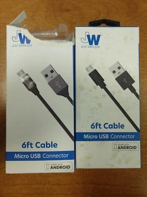 2 Pack: Just Wireless 6 ft Micro USB Cable - Black - SHELFWEAR BOX   E13C - Image 1 of 4
