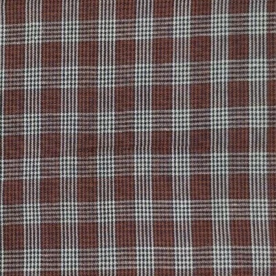 Brown HOMESPUN Cotton Fabric Plaid 699 Navy Brown Cream BY THE YARD Continuous - Image 1 of 2