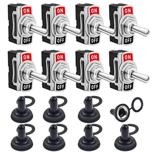 Paquete de 8 interruptores de palanca 2 pines de encendido apagado SPST 20A 12V resistente al agua - Imagen 1 de 15
