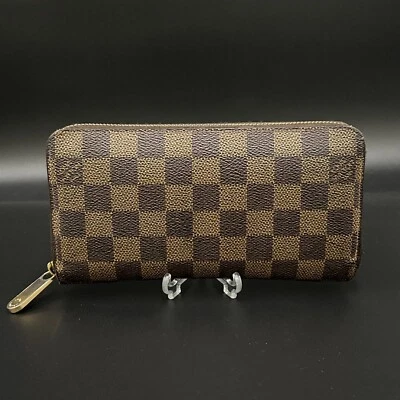 Portafoglio lungo Louis Vuitton Damier zip tondo marrone N60015 GI0193 autentico - Immagine 1 di 4