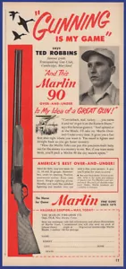 Vintage 1951 Marlin Modell 90 über unter Schrotflinte Jagd Ephemera 1950er Jahre Druckanzeige - Bild 1 von 1