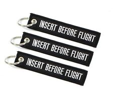 3 X Insert Before Flight Embroidery Keychain Luggage Tag Key Ring Cabin Crew