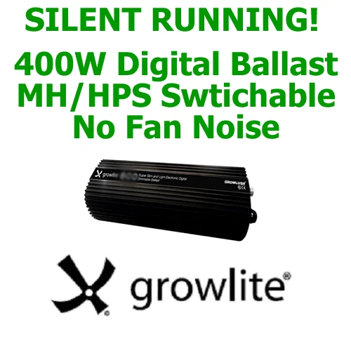 GROWLITE 400W DIGITAL BALLAST MH/HPS DIMMABLE QUIET RUNNING (NO FAN) SILENT - Image 1 of 1