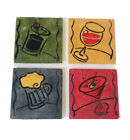 Fun Under Glass Bar Coasters Set of 4 Cocktail Theme Wine Beer Martini Vintage