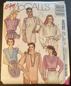 Uncut McCalls 4632 Sew Pattern Romantic Blouse Sleeveless Tunic Top Cowl 22-24 - Picture 1 of 4