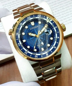 Citizen Endeavor GMT Saphir Dual Time blaues Zifferblatt Dual Time Uhr BJ7144-52L - Bild 1 von 10