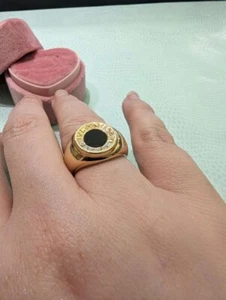 Bulgari Frauen Luxus Ring 750 Gelbgold (18 Karat) mit Onyx Grobe (52) fur Frauen - Bild 1 von 7