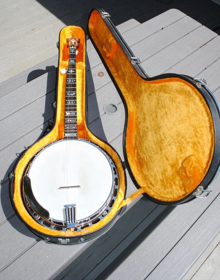 Vtg Alvarez Denver Belle Fancy 5 string banjo Hard Case Japan 1970's Top of Line - Image 1 of 4