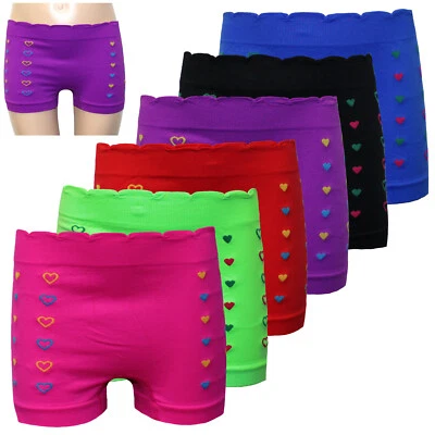 6 GIRLS PANTIES BOXER SHORTS SWIMMING UNDERWEAR BOYSHORTS HEARTS DESIGN S M L - Image 1 of 4