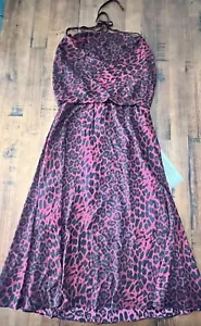 Abito vestito nuovo senza etichette The Population ZHERRA bordeaux leopardato scollo cappuccio Halter taglia S - Foto 1 di 3