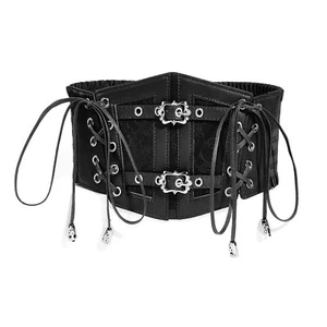 Vintage Faux Leather Corset Belt Sides Lace-up Medieval Renaissance Underbust... - Picture 1 of 7
