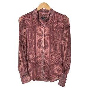 Ann Taylor Petite Womens Sheer Paisley Button Down Shirt Size MP Orig $89 - Picture 1 of 6