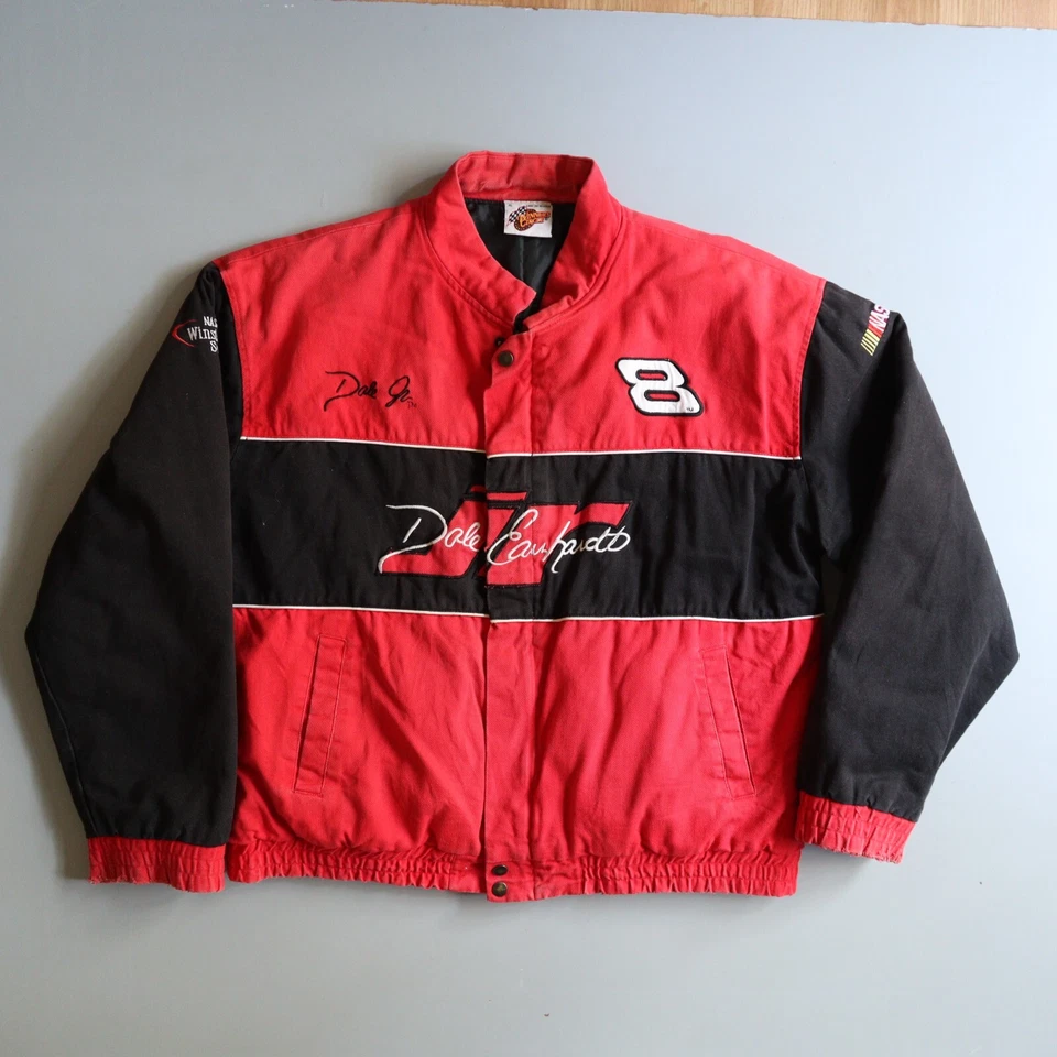 Vtg DALE EARNHARDT JR NASCAR Jacket Mens XL Racing Worn Distressed Faded USED - Image 1 of 4