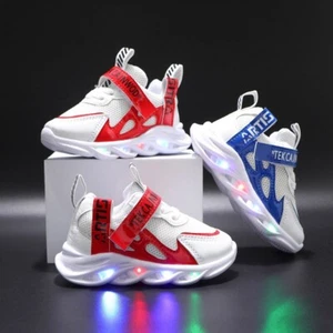 Kids Boys LED Shoes Mesh Breathable Flashing Light Up Toddler shoes Sneakers - Picture 1 of 5